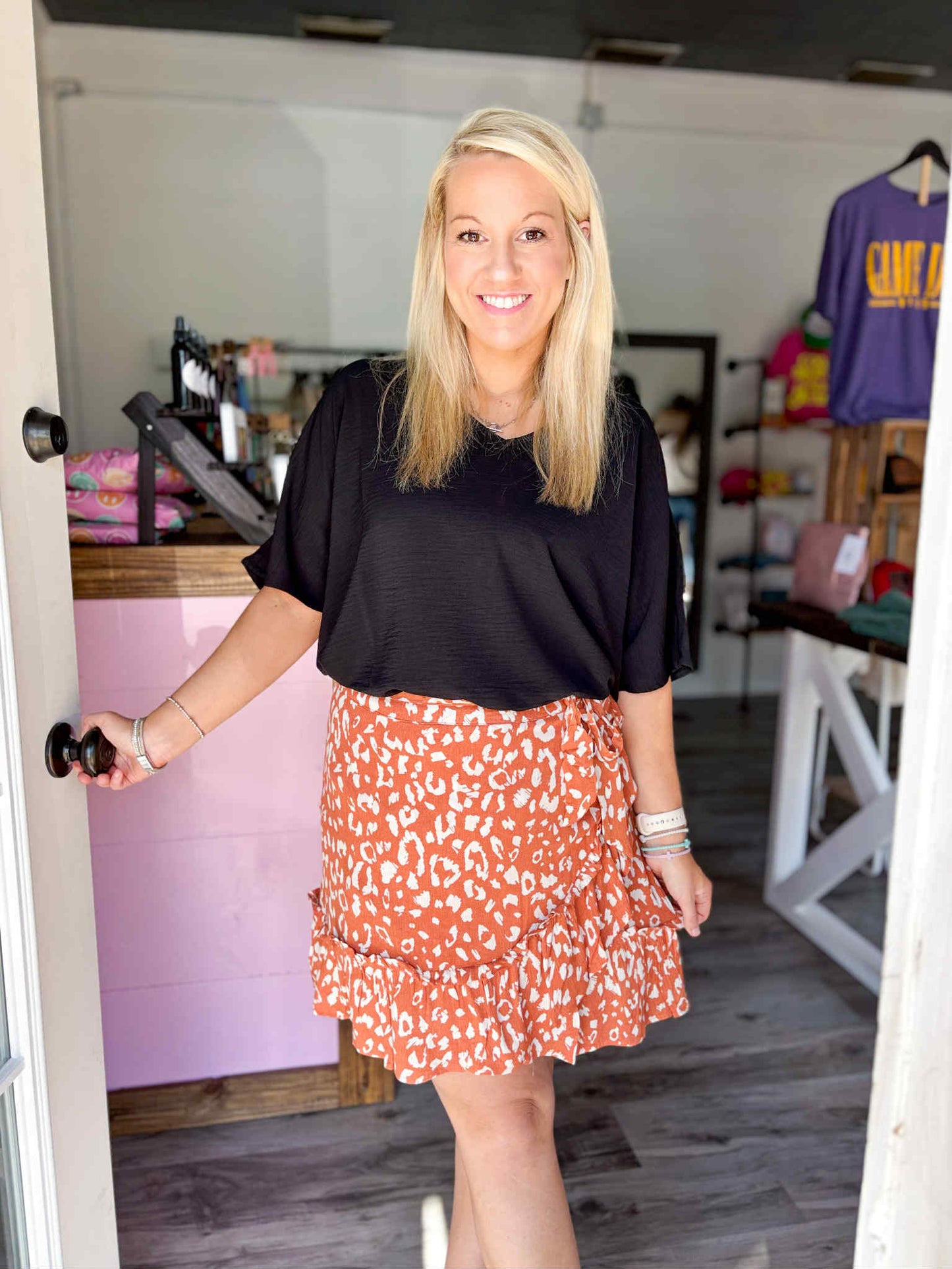 Leopard Skirt - Rust