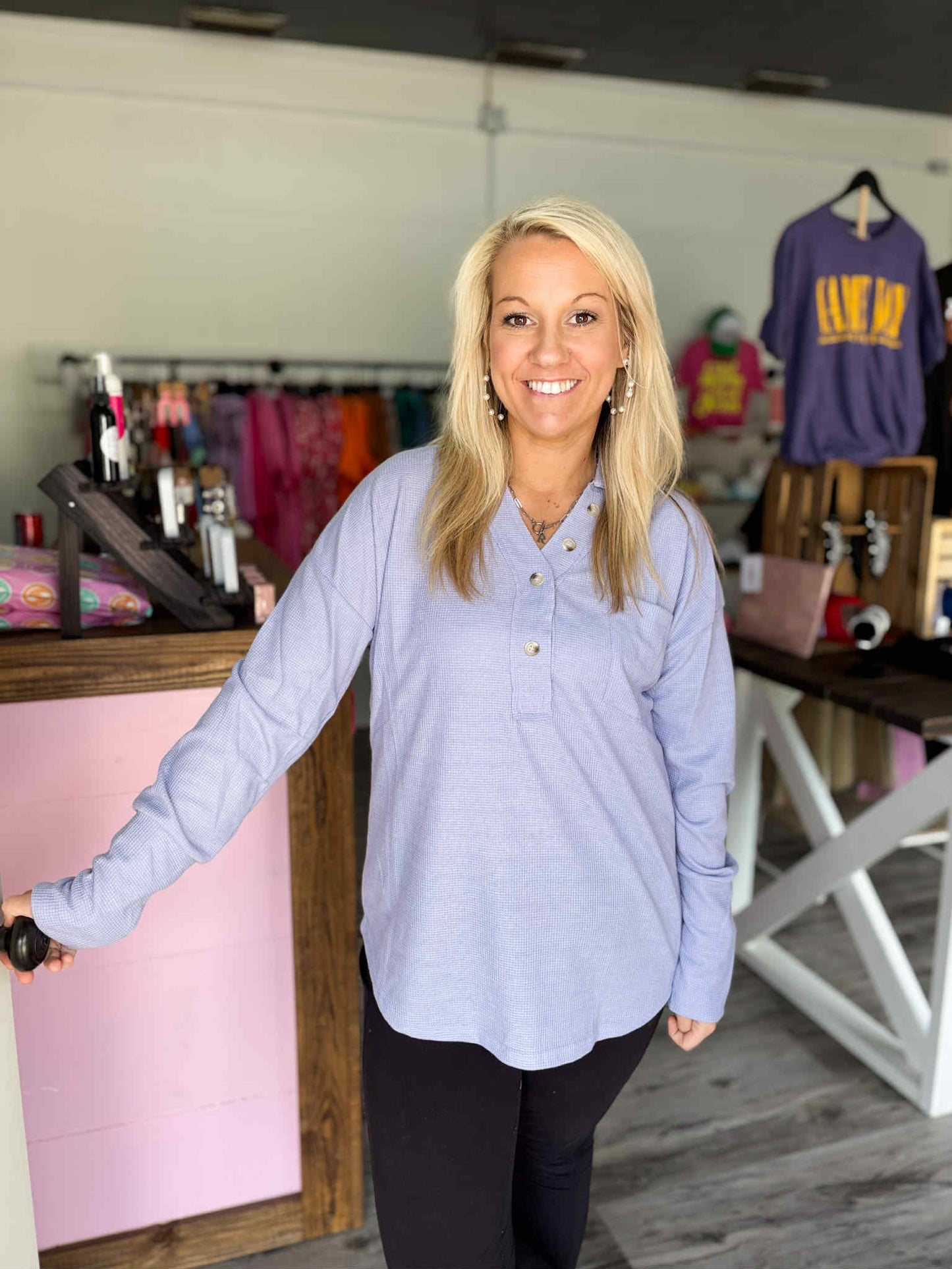 Purple Waffle Knit Top