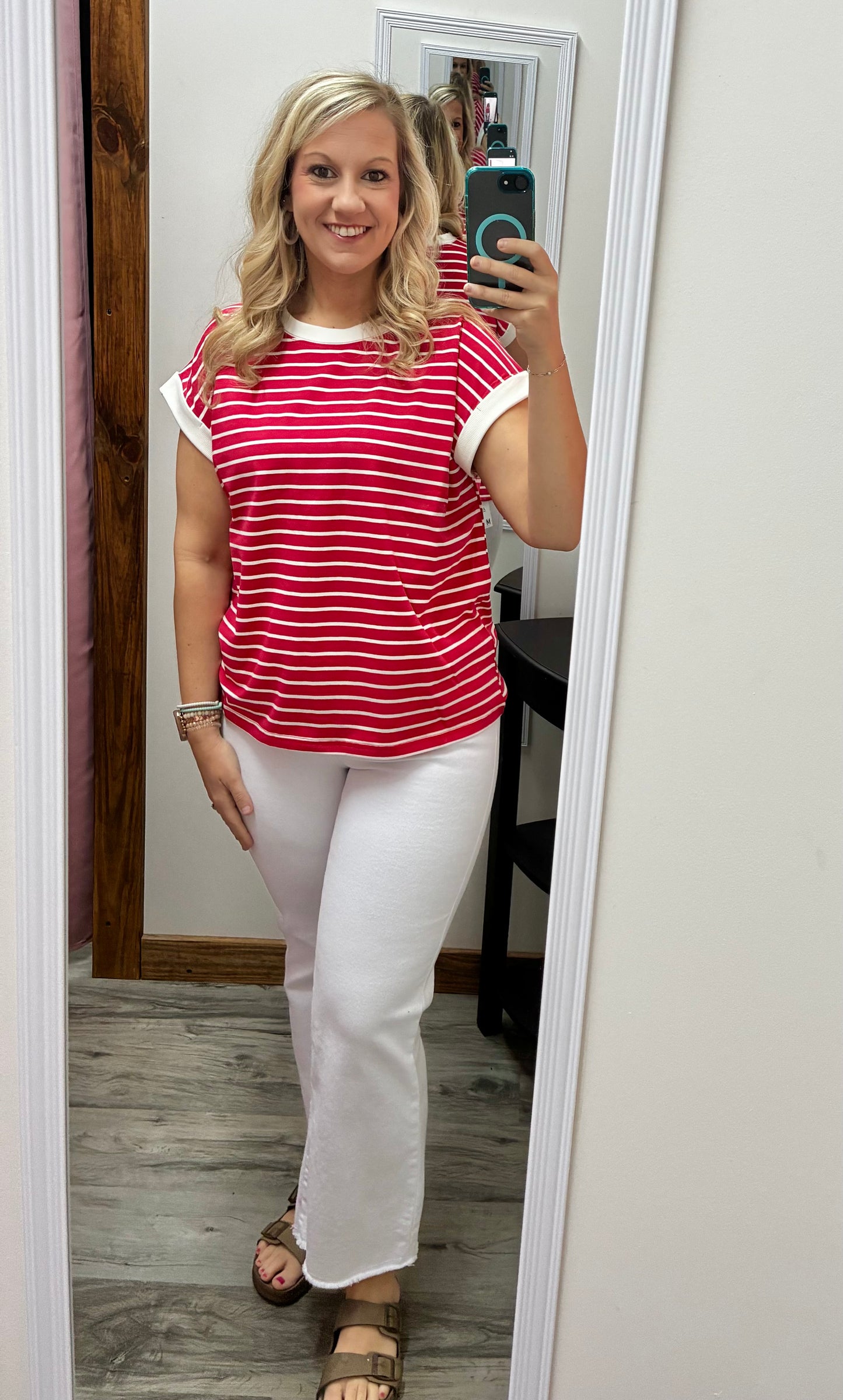 Red & White Striped Tee