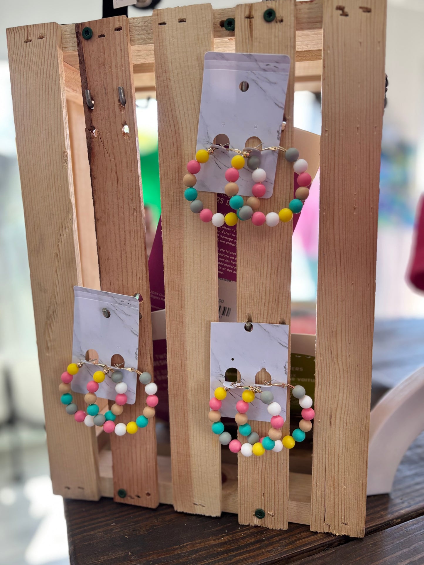 Multi color beaded hoops