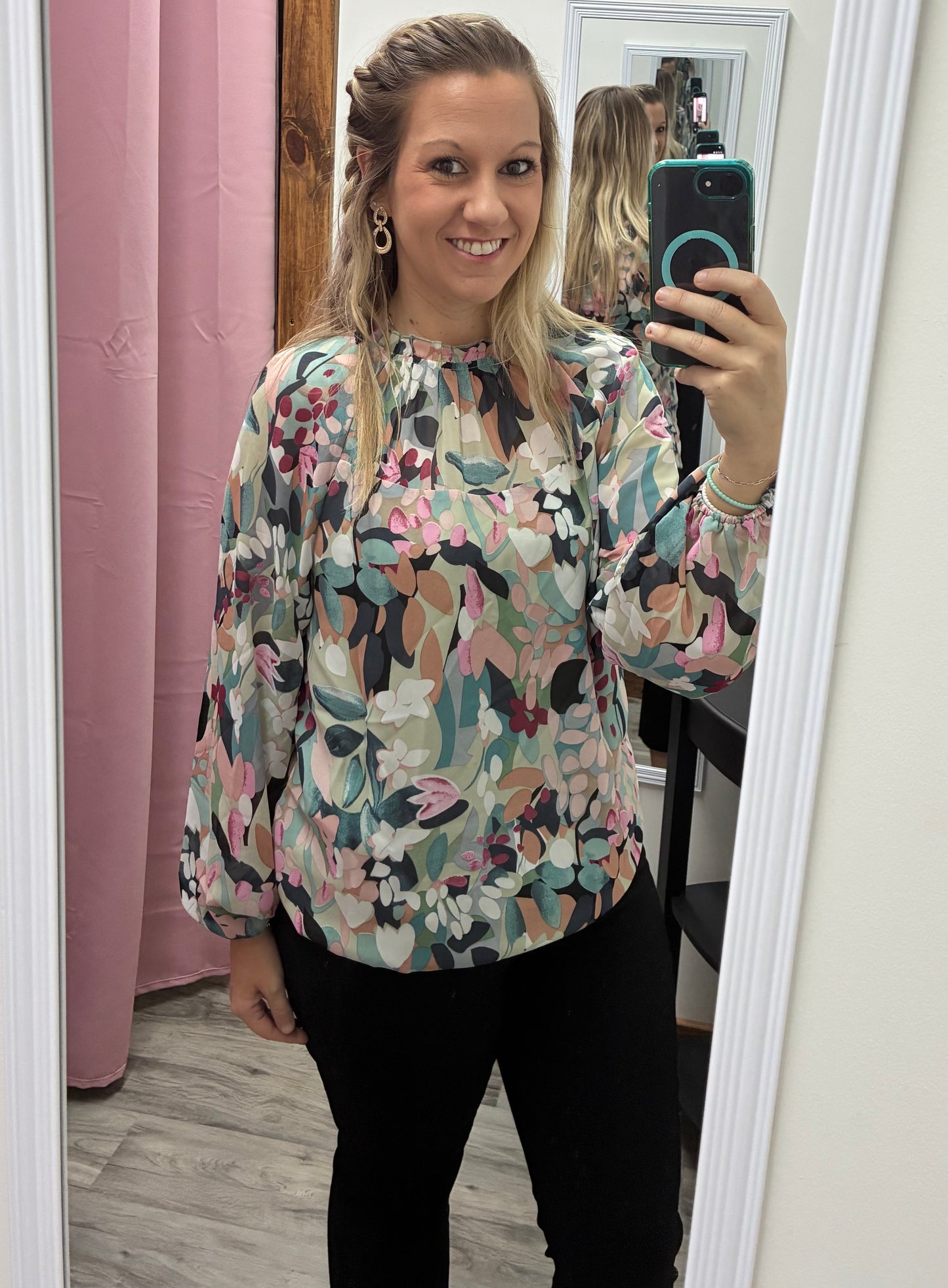 Sage Floral blouse