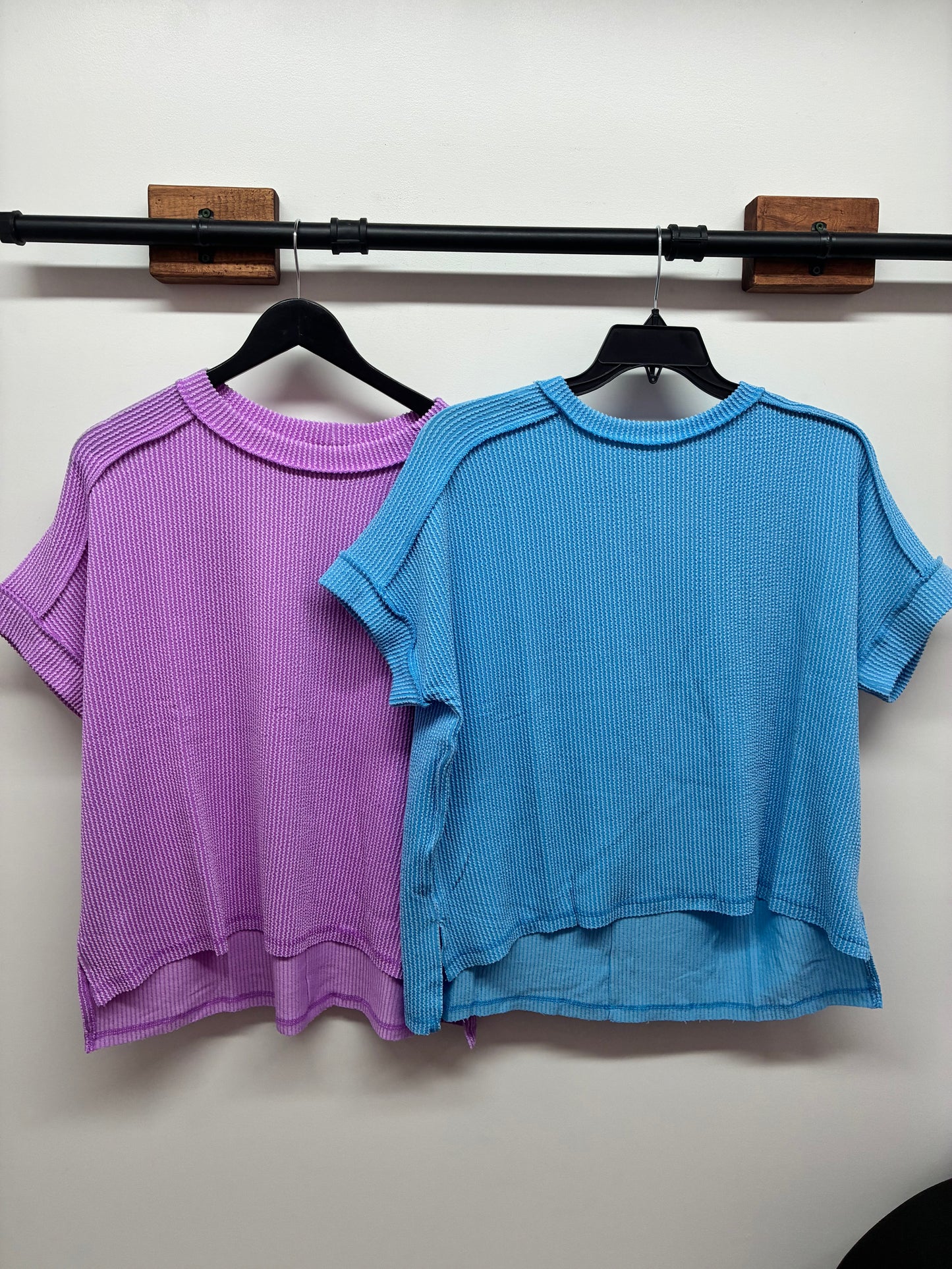 Sky Blue Ribbed Top