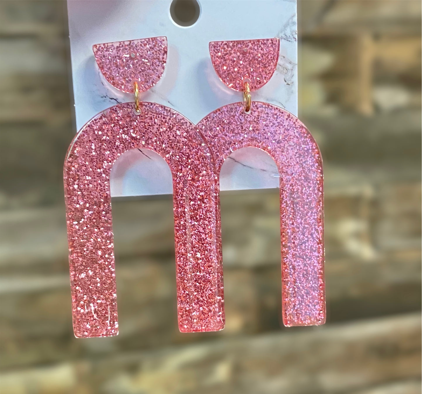 Glitter arch earrings