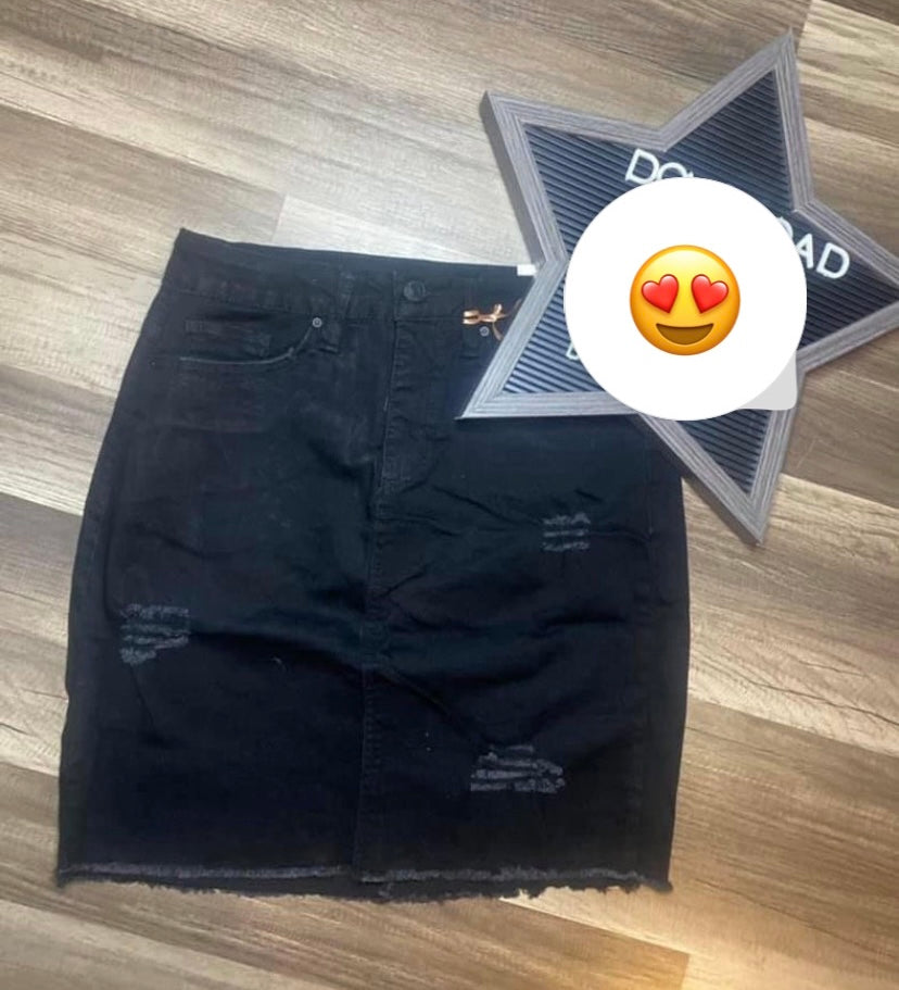 Black denim skirt