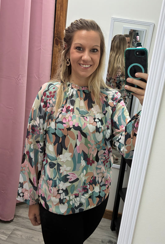 Sage Floral blouse