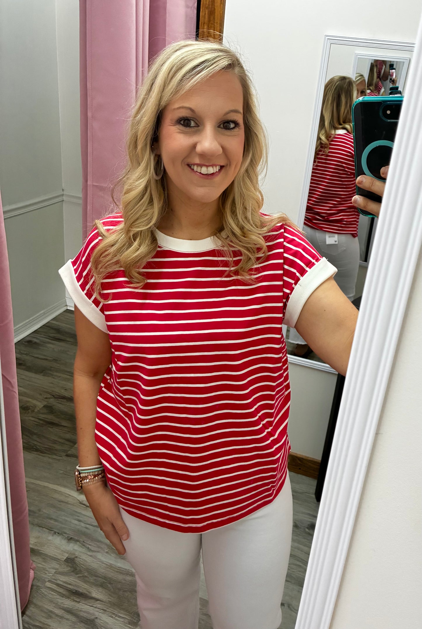 Red & White Striped Tee