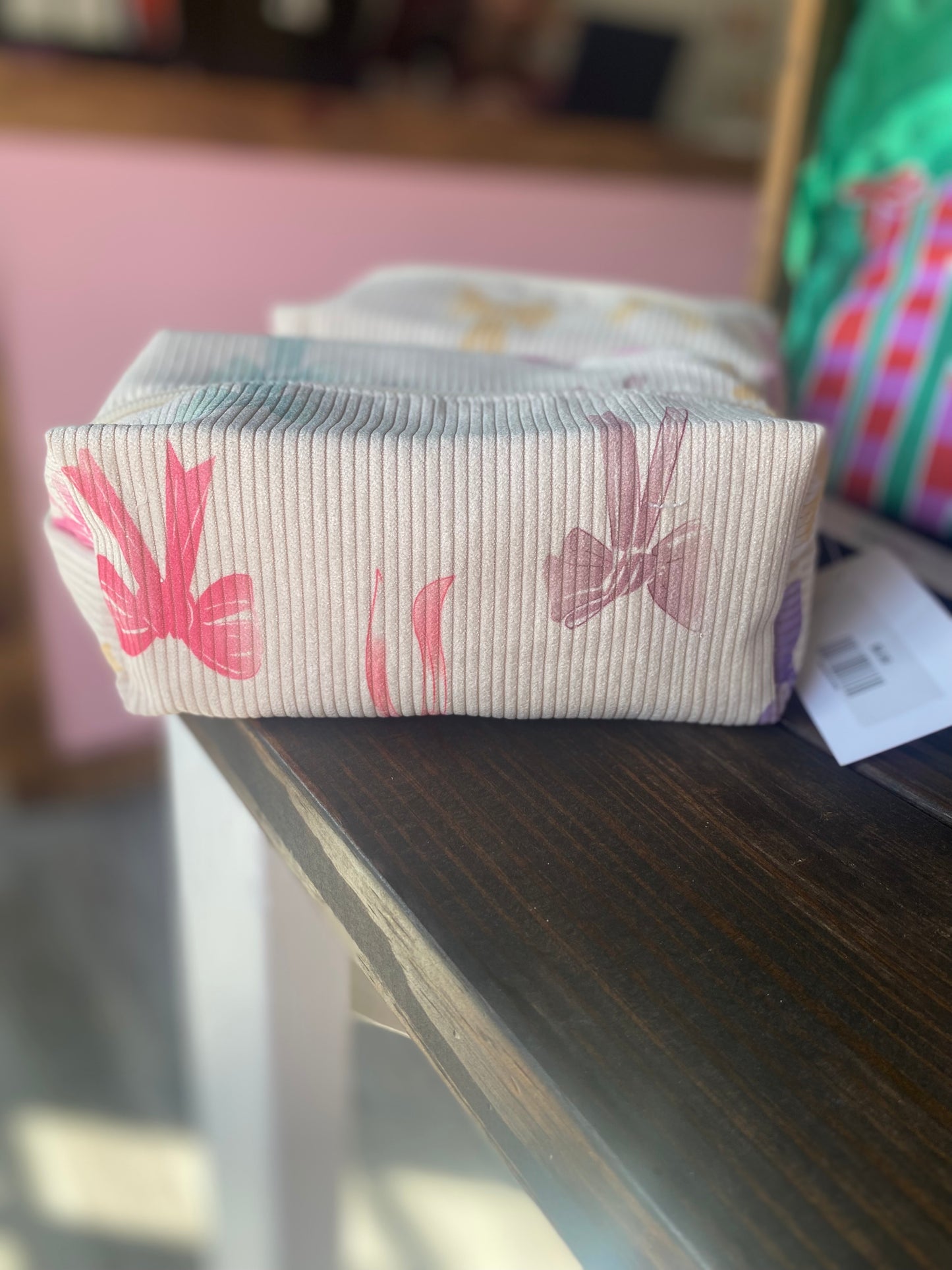 Corduroy Bow Cosmetic Bag