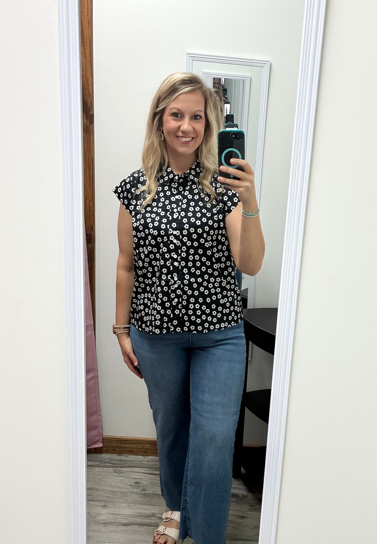 Daisy Floral Button Up Blouse