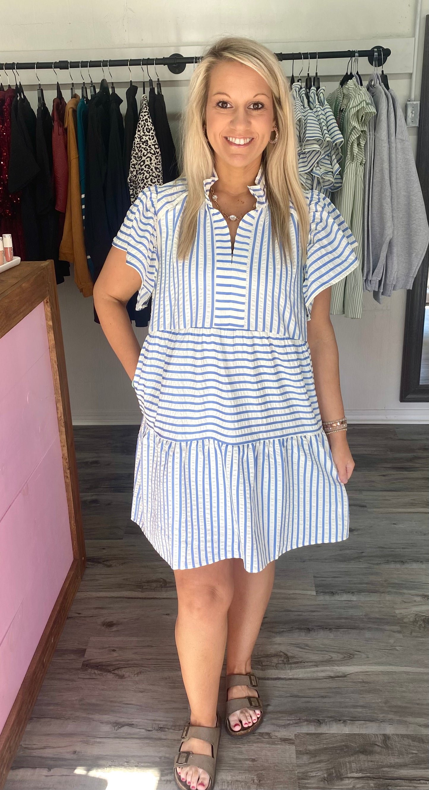 Blue Striped Dress