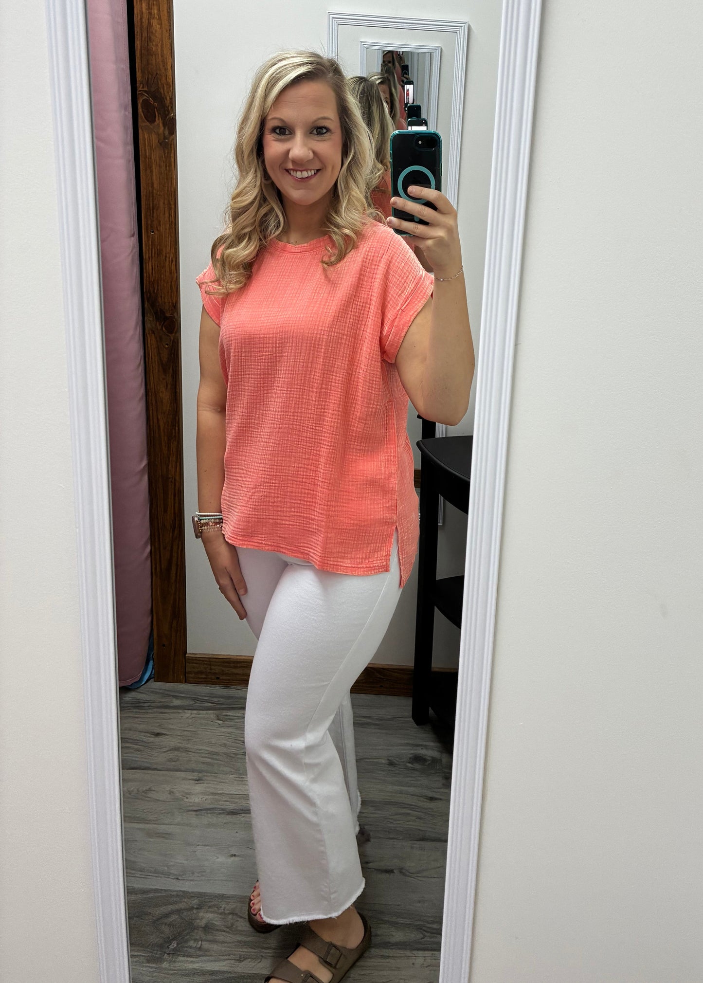 Double Gauze Acid Wash Top