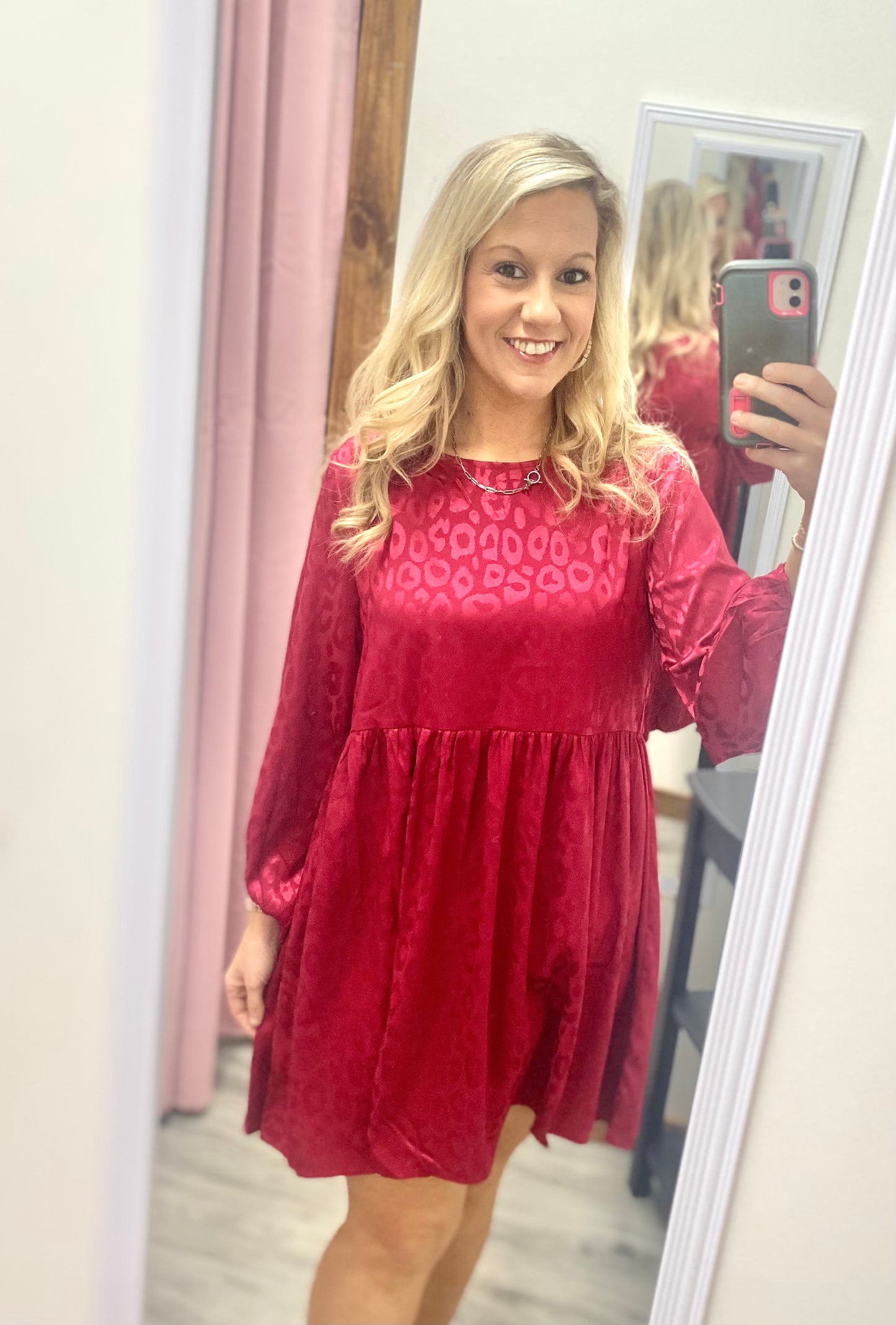 Burgundy Leopard Dress