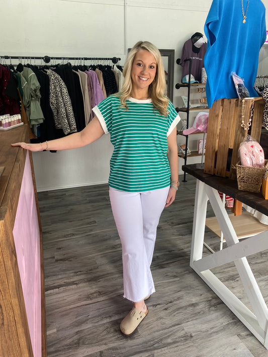 White Zenana Crop Flare - PLUS