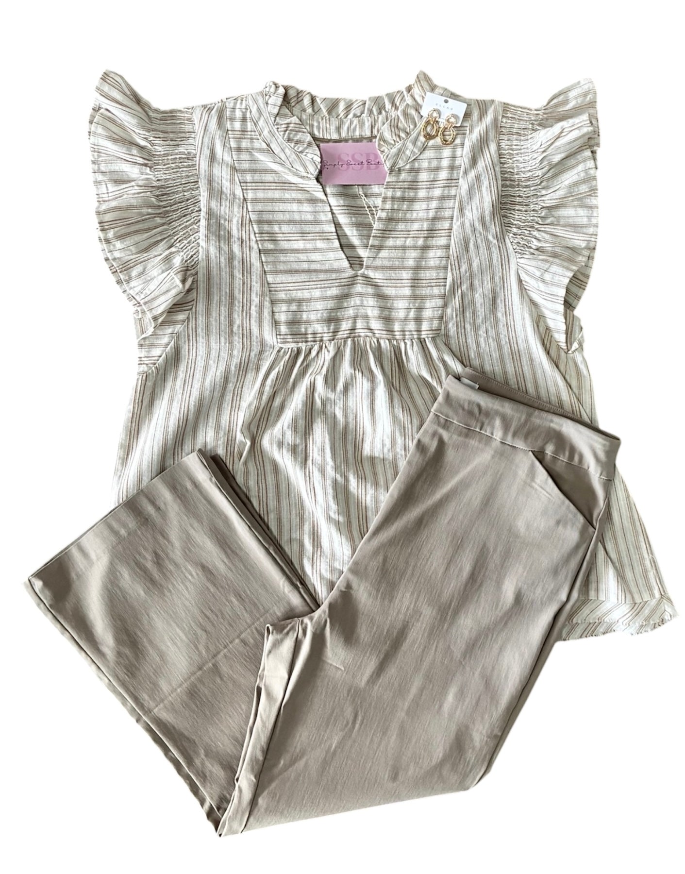 Linen Striped Top - Plus