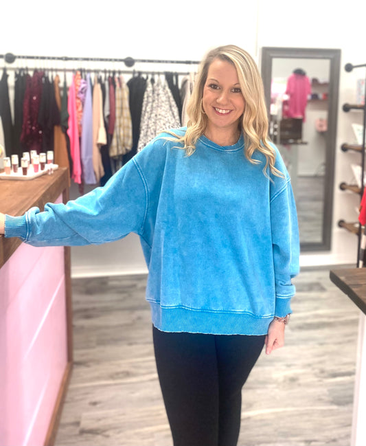 Acid Wash Fleece Pullover