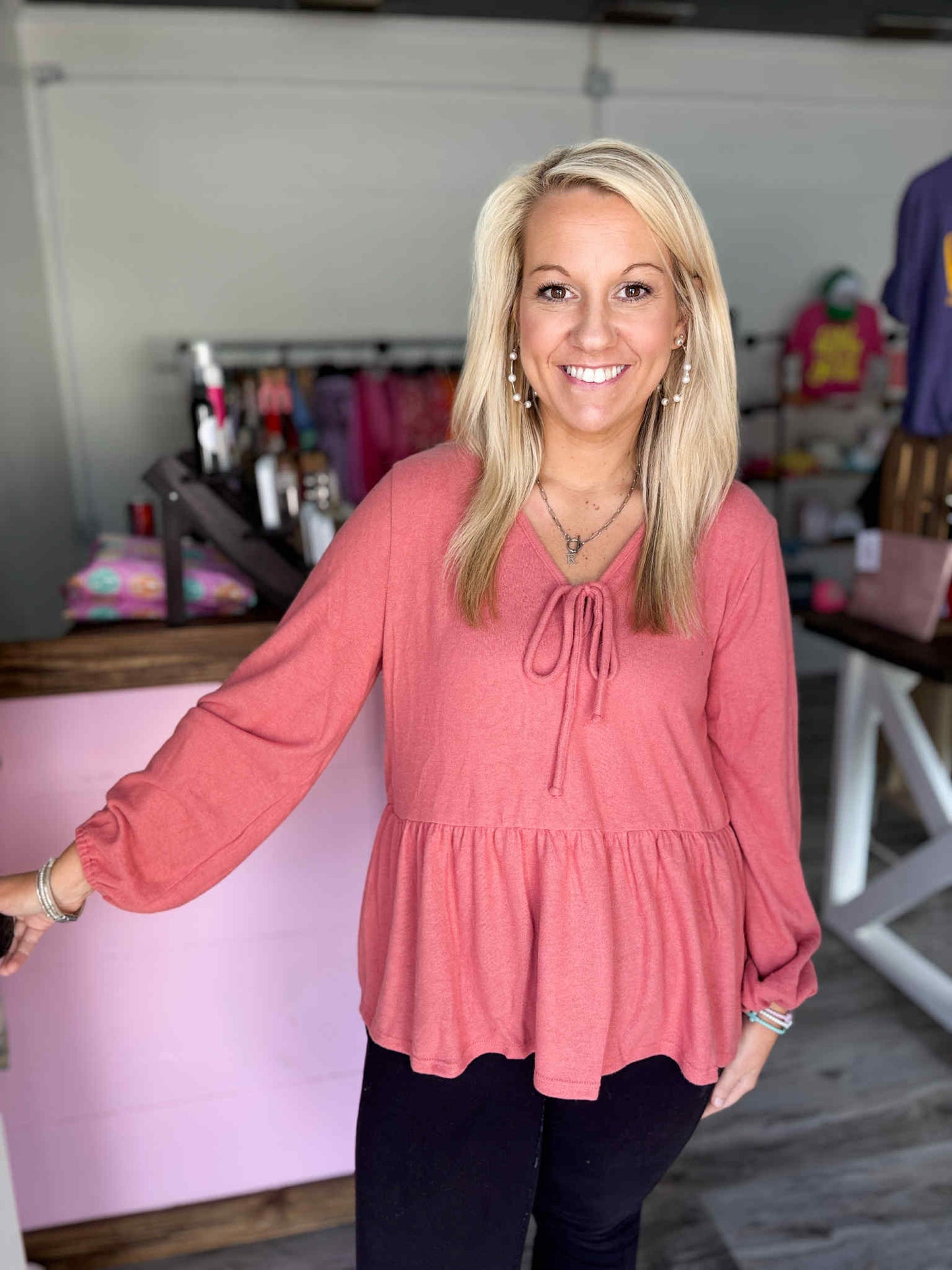 Hacci Knit Babydoll Top