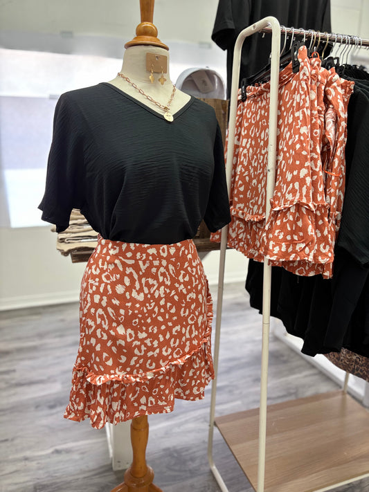 Leopard Skirt - Rust