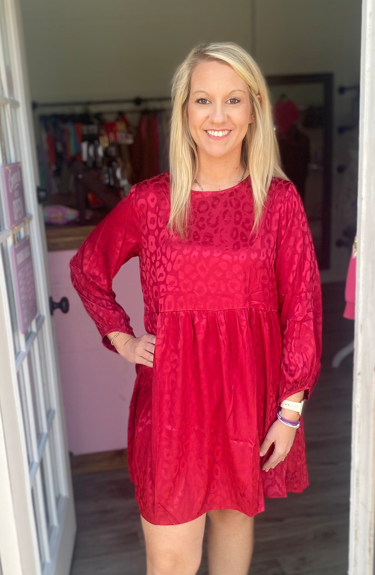 Burgundy Leopard Dress