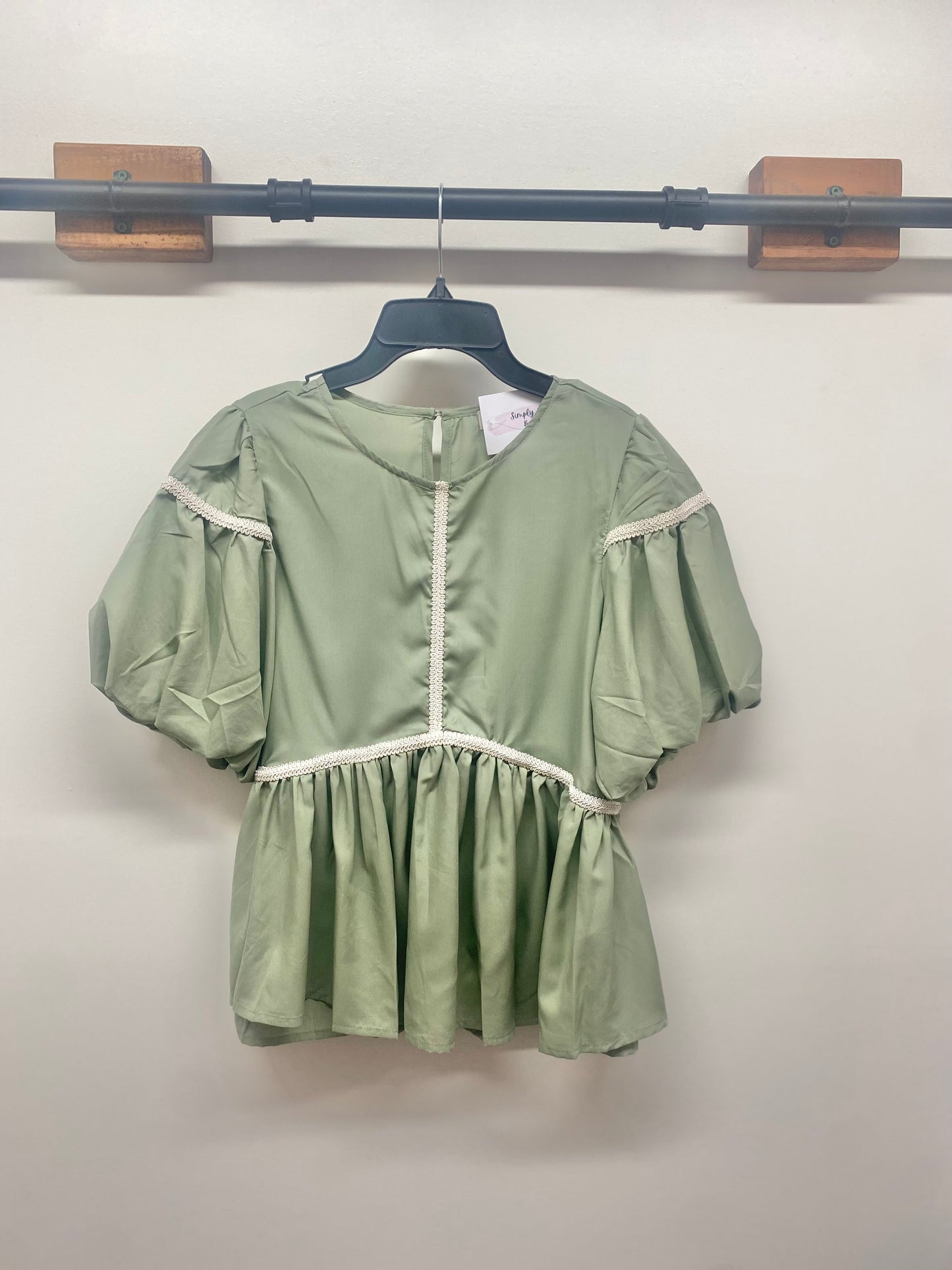 Sage Puff Sleeve Top