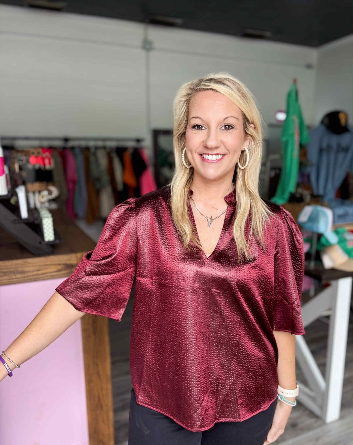 Burgundy Metallic Top