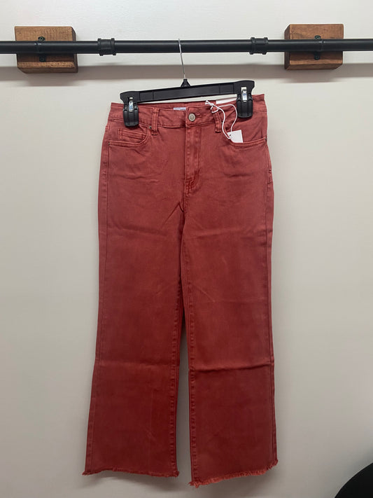 Zenana Cropped Denim - Cabernet