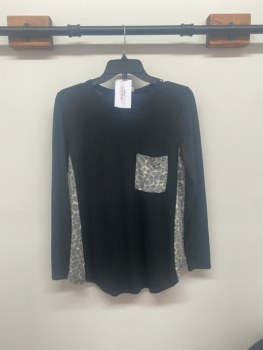Black w/ Leopard Accents Top