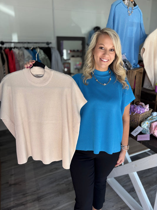 Beige Mock Neck