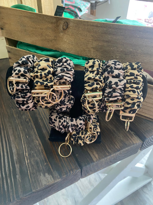 Leopard scrunchie keychain