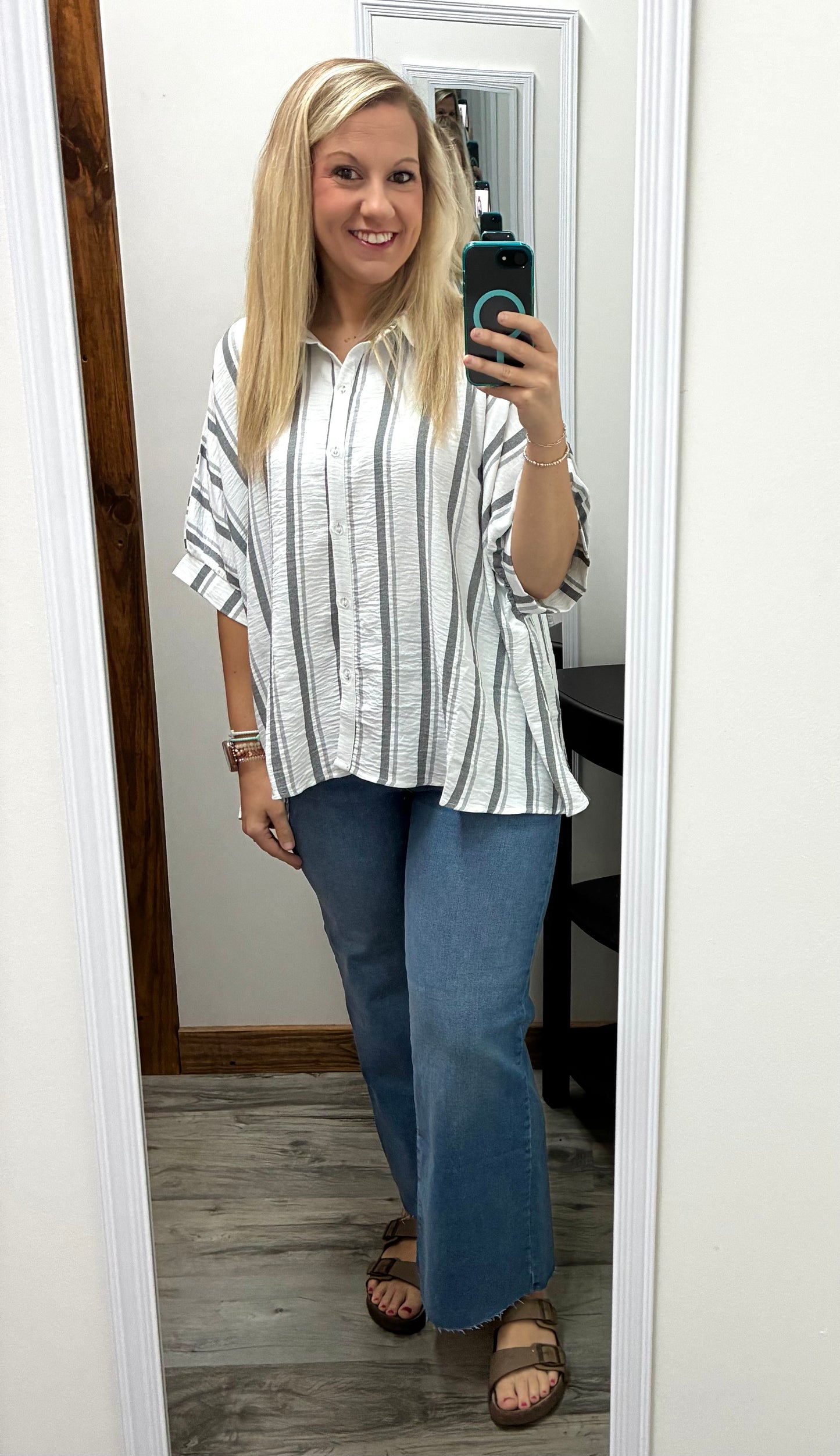 Oversized Striped Button Down