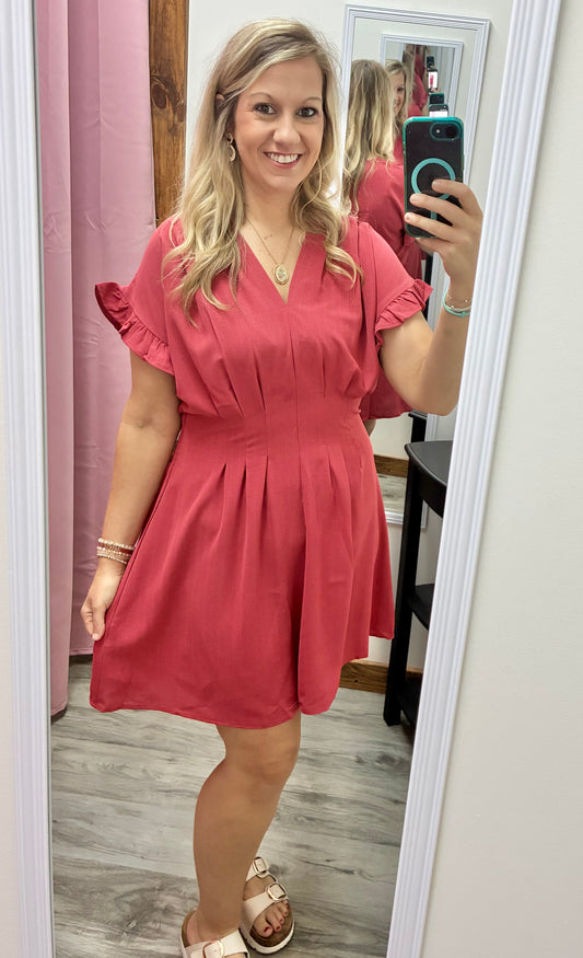 Rose Cinched waist detail dress