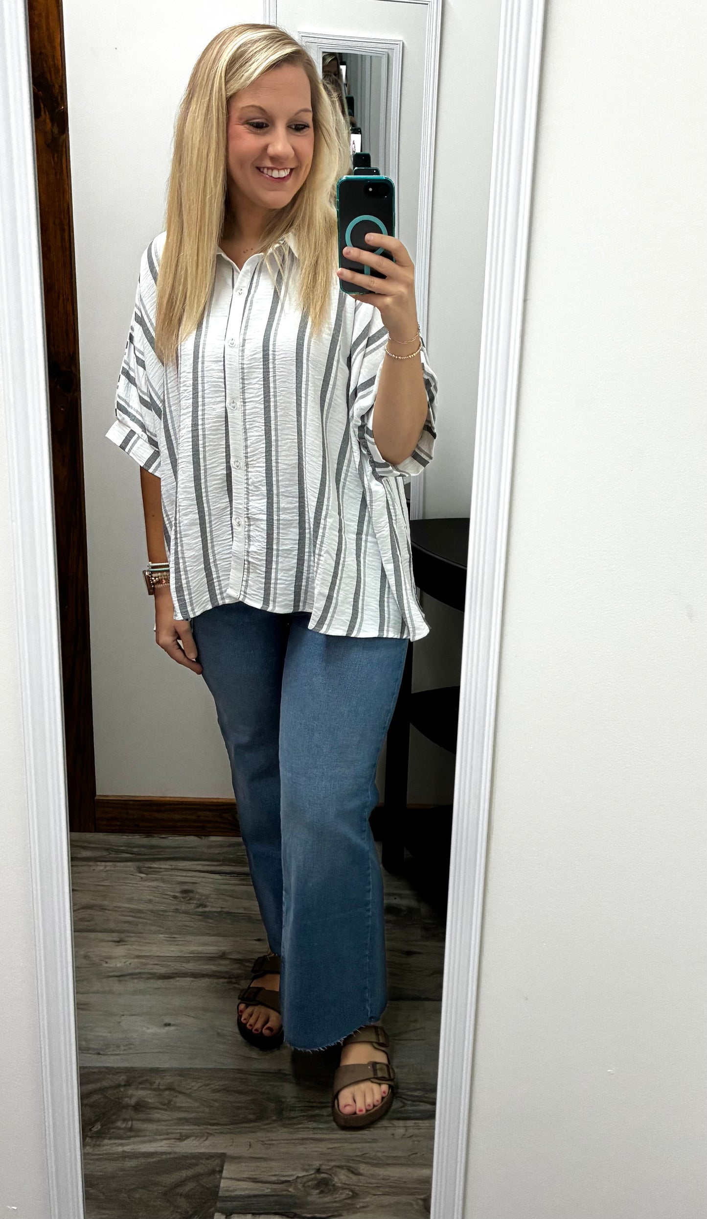 Oversized Striped Button Down